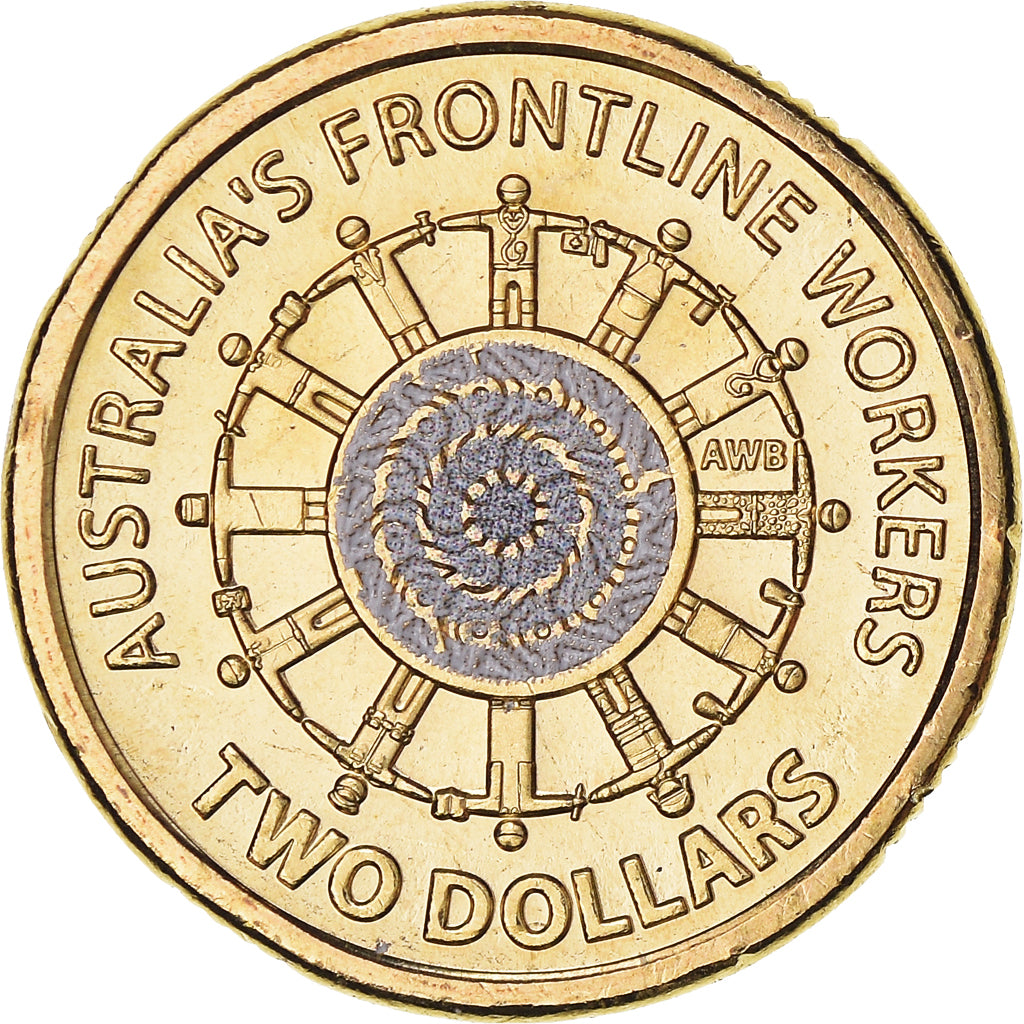 Coin, Australia, 2 Dollars, 2022, colorized. Frontline Workers, MS(65-70)