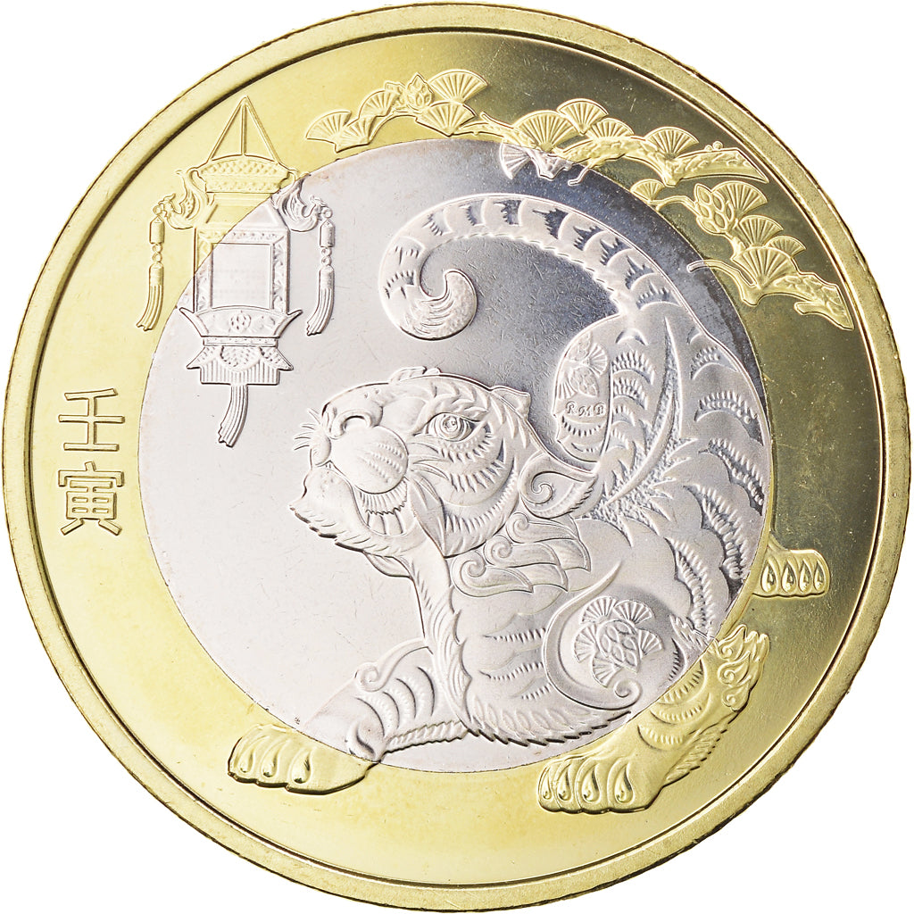 Monnaie, Chine, 10 Yüan, 2022, Année du Tigre, SPL, Bimétallique