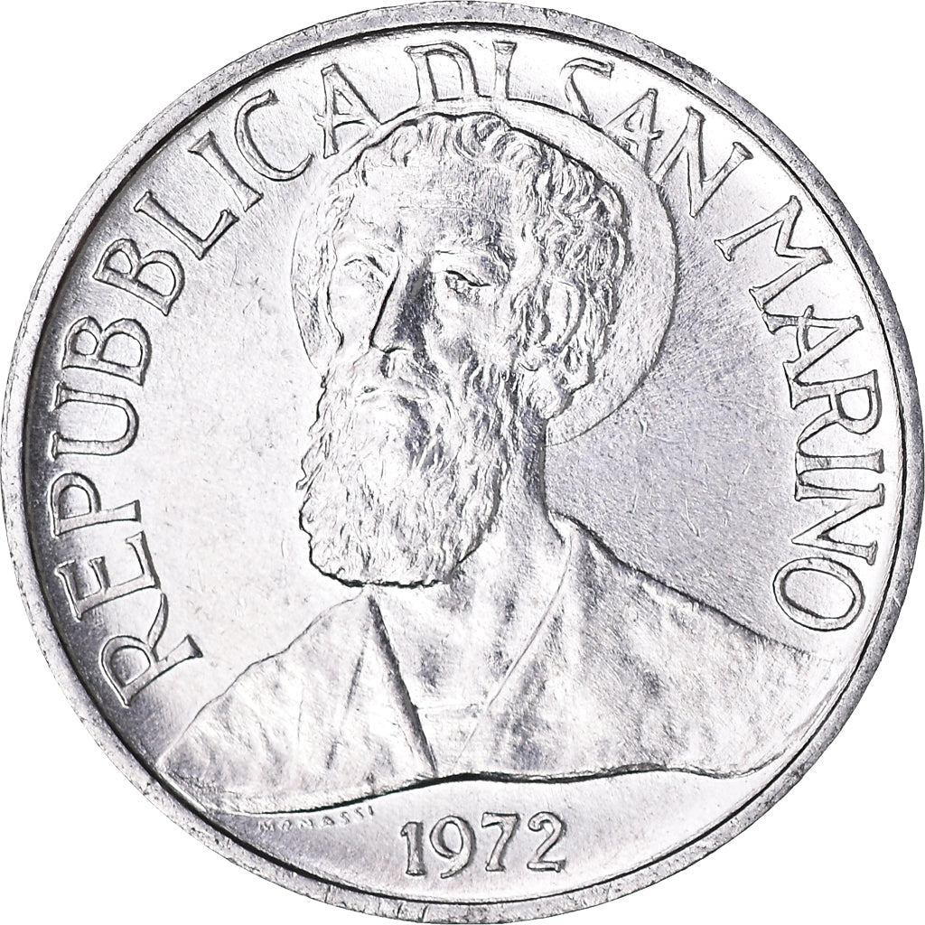 Moeda, San Marino, Lira, 1972, EF(40-45), Alumínio, KM:14