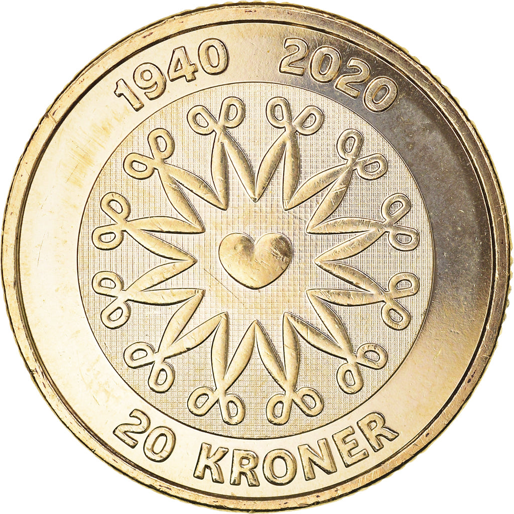 Moneta, Danimarca, 20 Kroner, 2020, Anniversaire de la reine Margrethe II, SPL