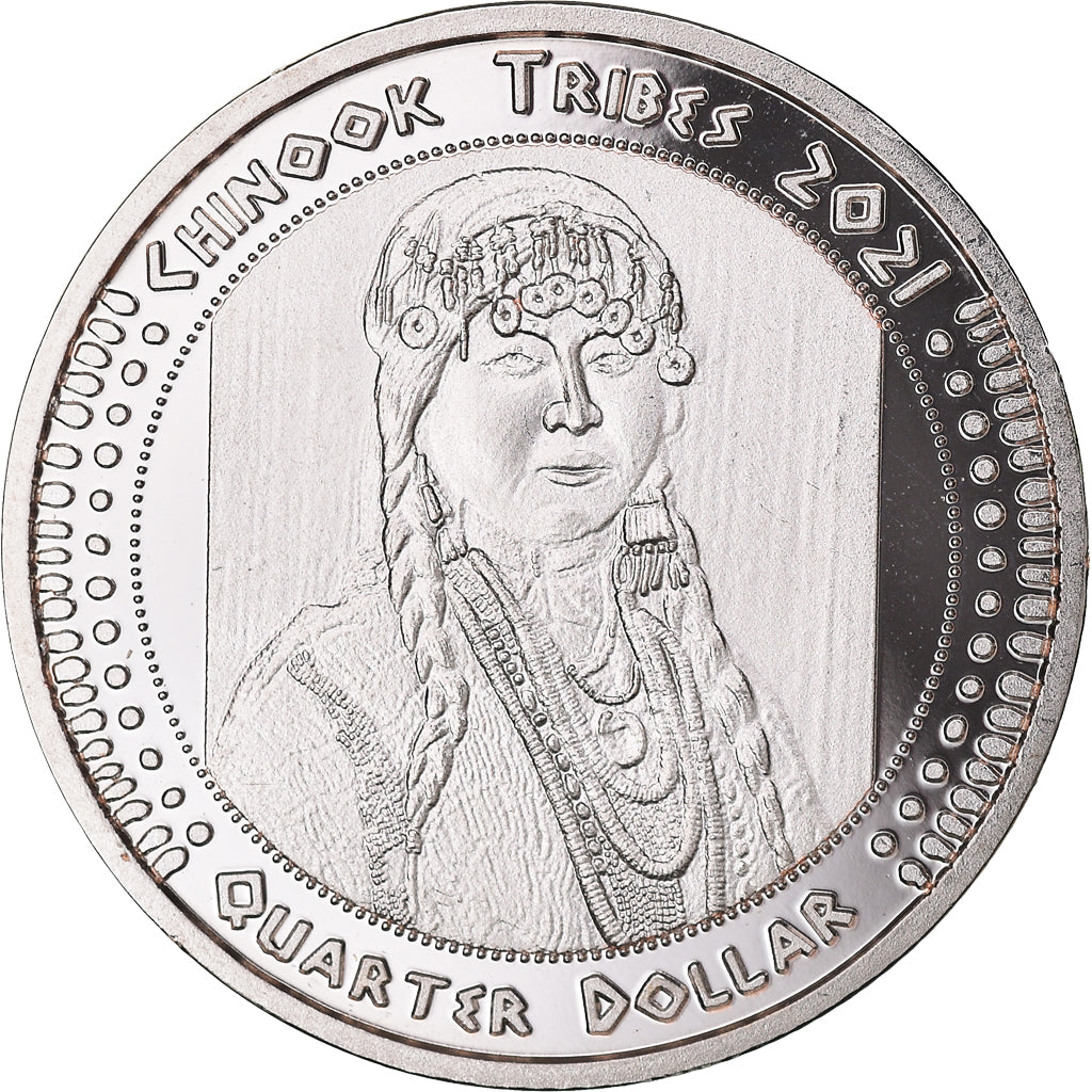 Coin, United States, Quarter, 2021, U.S. Mint, Chinook tribes.BE. Monnaie de