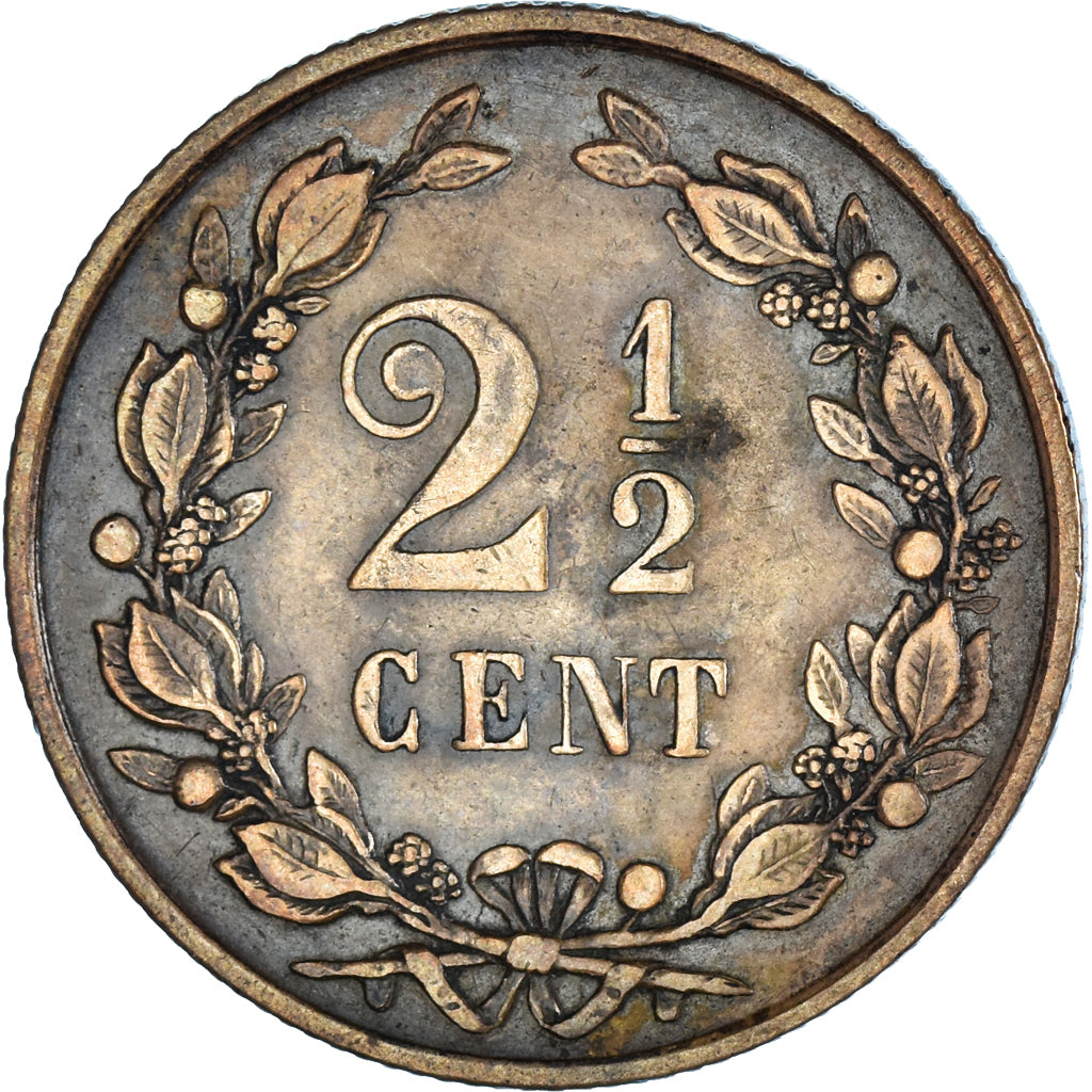 Monnaie, Pays-Bas, William III, 2-1/2 Cent, 1877, TB+, Bronze, KM:108.1