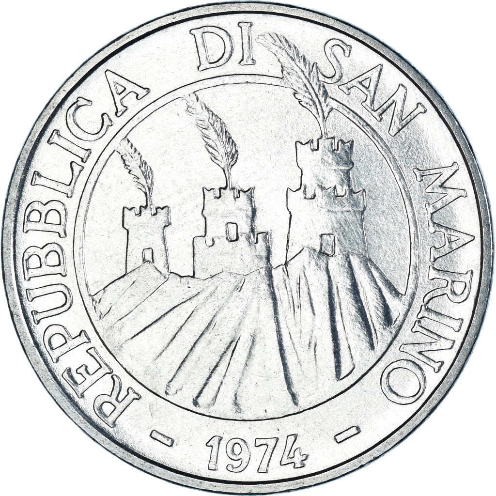 Munten, San Marino, 100 Lire, 1974, Rome, FDC, ZF+, Staal, KM:36