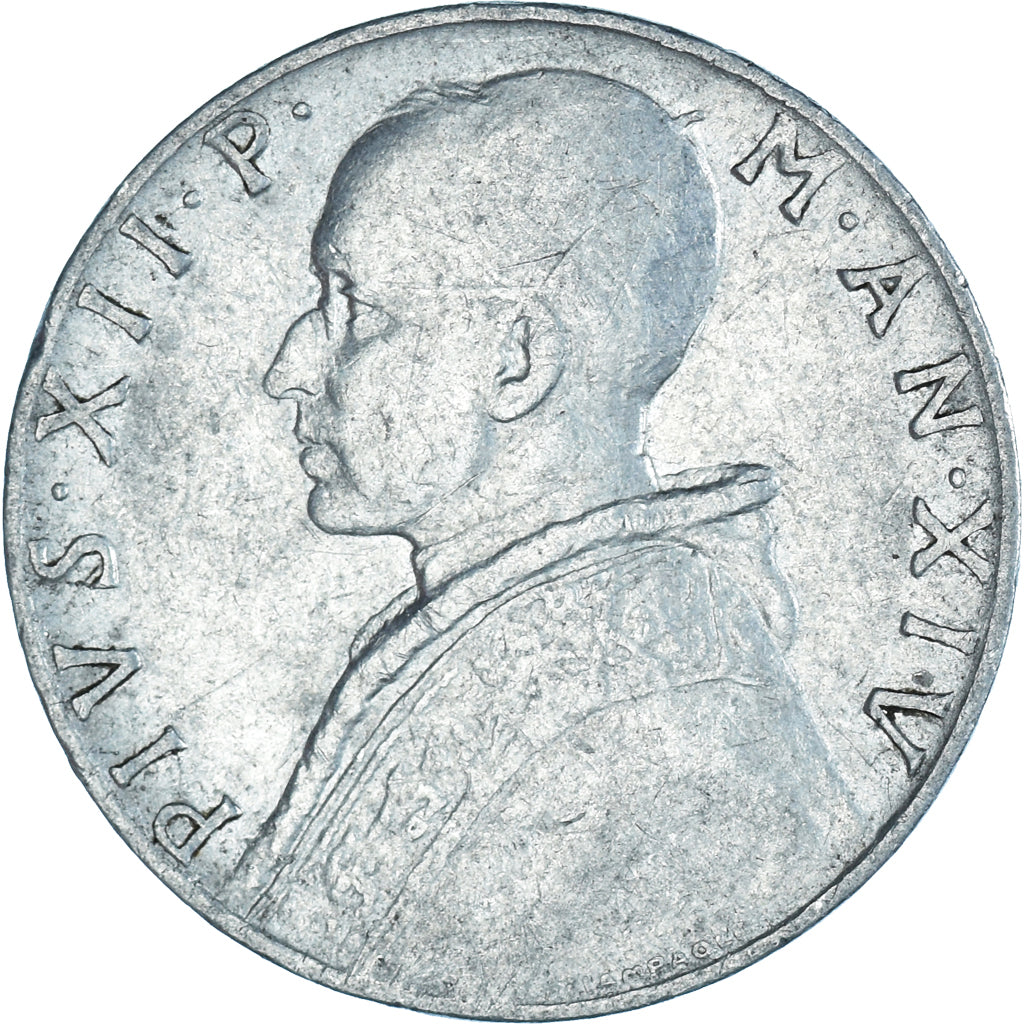 Moeda, CIDADE DO VATICANO, Pius XII, 10 Lire, 1952, VF(20-25), Alumínio