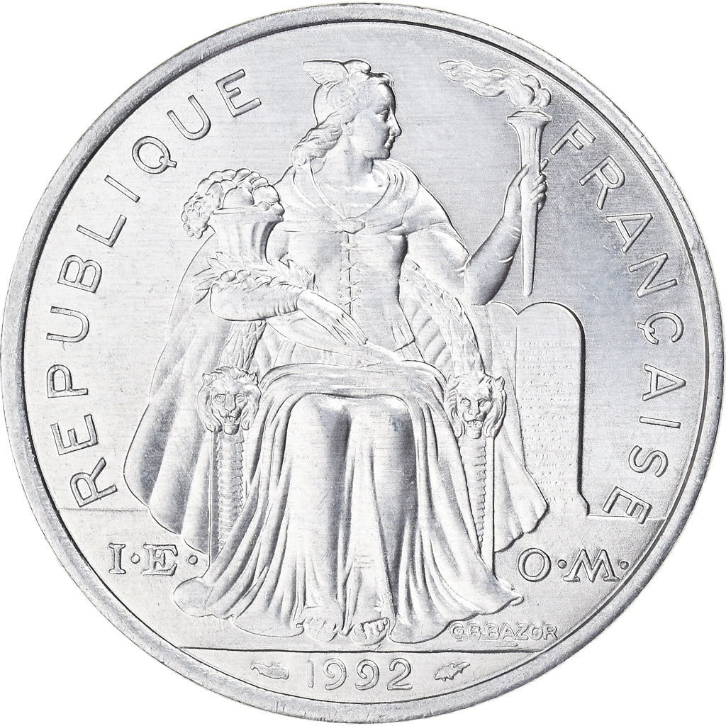 Monnaie, Polynésie française, 5 Francs, 1992, SPL, Aluminium, KM:12