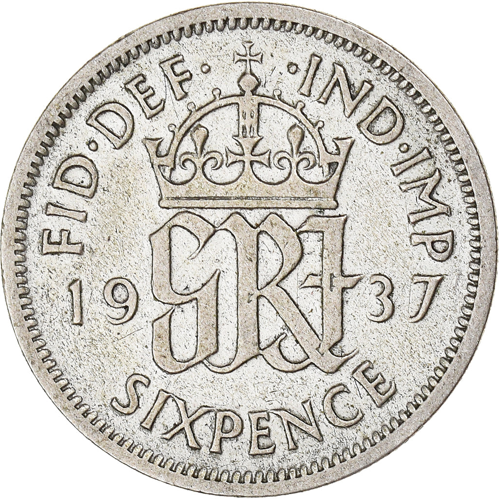 Moneta, Wielka Brytania, George VI, 6 Pence, 1937, EF(40-45), Srebro, KM:852