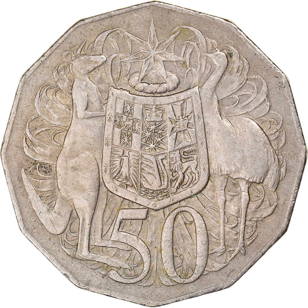 Moneta, Australia, Elizabeth II, 50 Cents, 1975, MB+, Rame-nichel, KM:68
