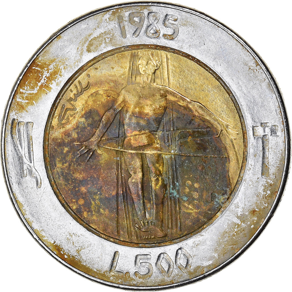 Munten, San Marino, 500 Lire, 1985, Rome, FR, Bi-Metallic, KM:181