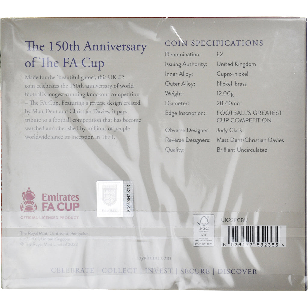 Coin, Great Britain, 2 Pounds, 2022, THE 150th Anniversary of the FA CUP.FDC
