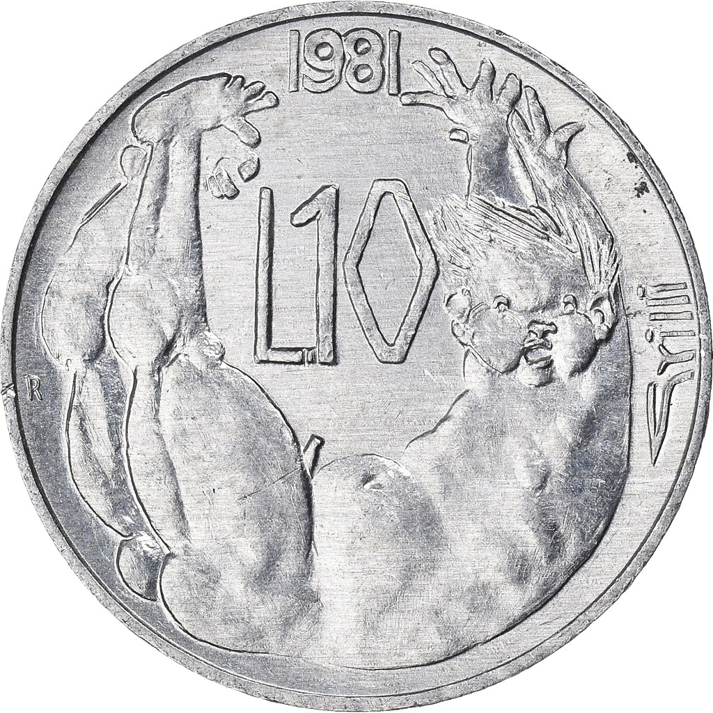 Munten, San Marino, 10 Lire, 1981, Rome, ZF+, Aluminium, KM:119