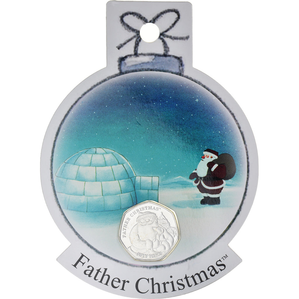 Moeda, British Indian Ocean, 50 Pence, 2021, Pobjoy Mint, Père Noël.FDC