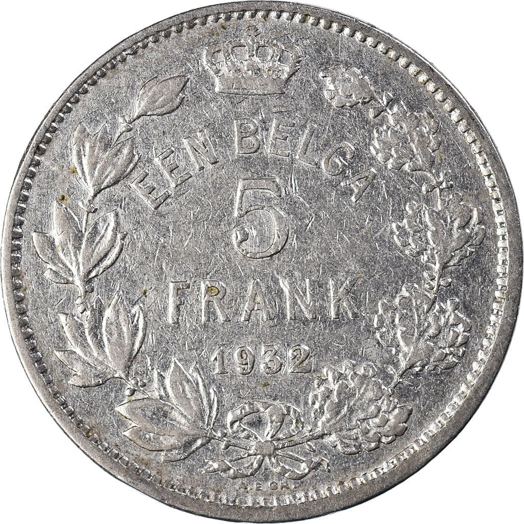 Coin, Belgium, Albert I, 5 Francs, 5 Frank, 1932, EF(40-45), Nickel, KM:98