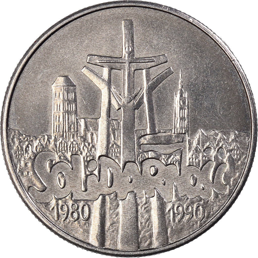 Moneta, Polonia, 10000 Zlotych, 1990, Warsaw, BB+, Rame-nichel, KM:195