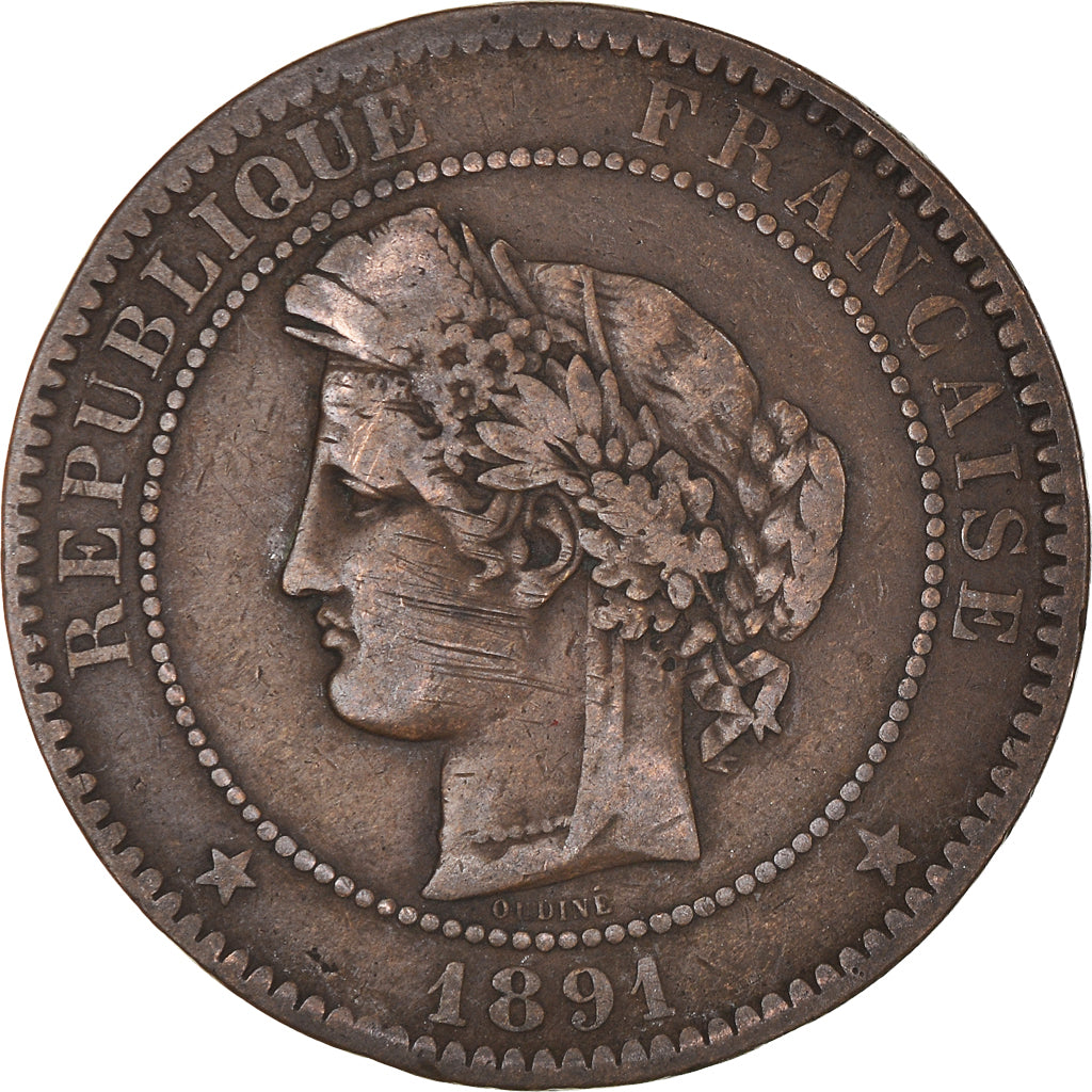Coin, France, Cérès, 10 Centimes, 1891, Paris, VF(20-25), Bronze, KM:815.1