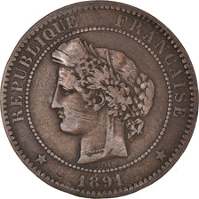 Coin, France, Cérès, 10 Centimes, 1891, Paris, VF(20-25), Bronze, KM:815.1