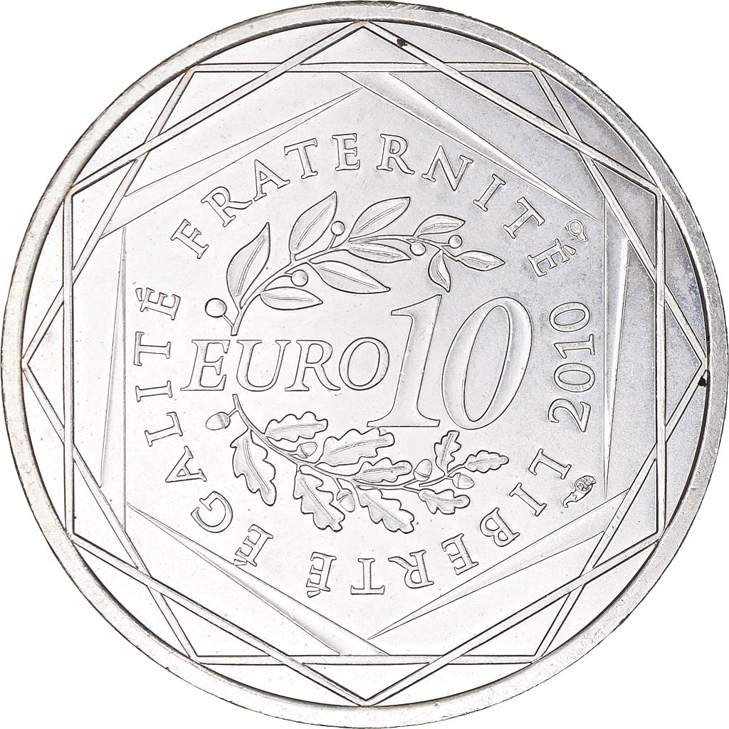 France, 10 Euro, Languedoc-Roussillon, 2010, Paris, AU(55-58), Silver