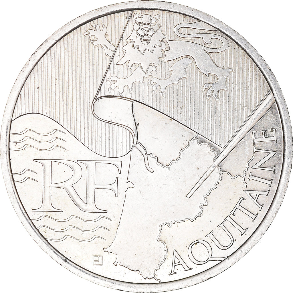 France, 10 Euro, Aquitaine, 2010, Paris, AU(55-58), Silver, Gadoury:EU399