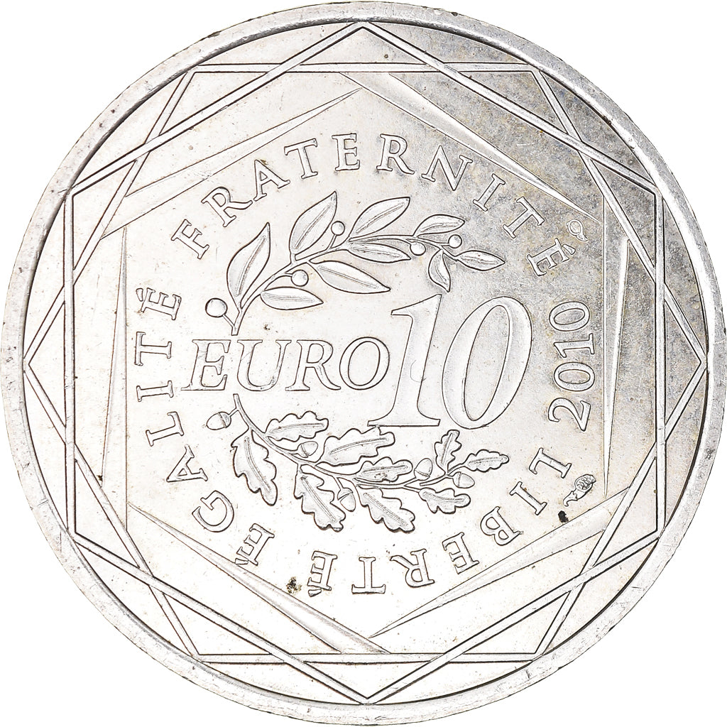 France, 10 Euro, Aquitaine, 2010, Paris, AU(55-58), Silver, Gadoury:EU399