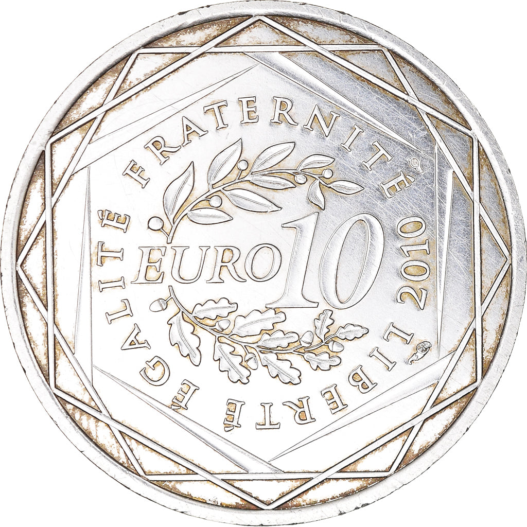 France, 10 Euro, Provence-Alpes-Côte d'Azur, 2010, Paris, AU(55-58), Silver
