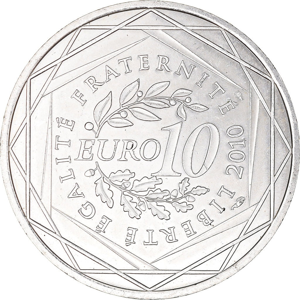 France, 10 Euro, Provence-Alpes-Côte d'Azur, 2010, Paris, AU(55-58), Silver
