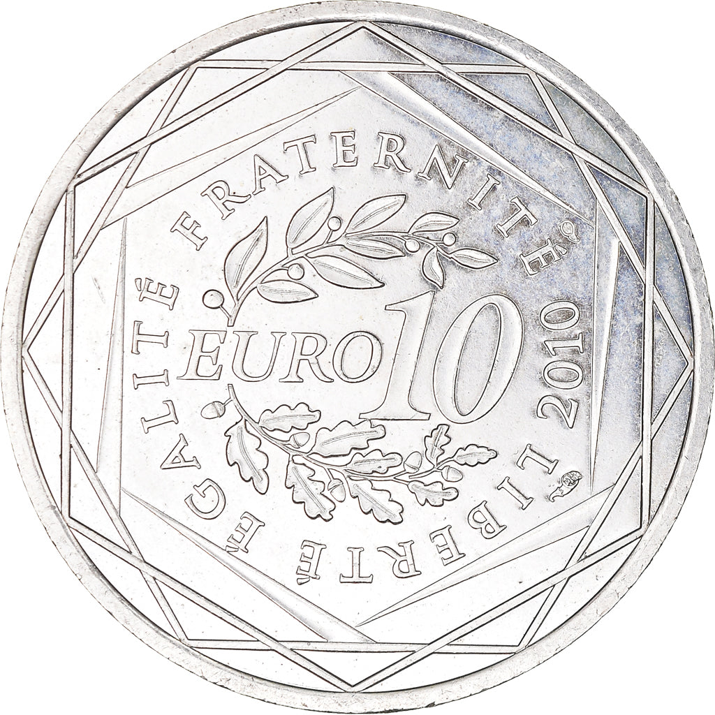 France, 10 Euro, Basse-Normandie, 2010, Paris, AU(55-58), Silver, Gadoury:EU399