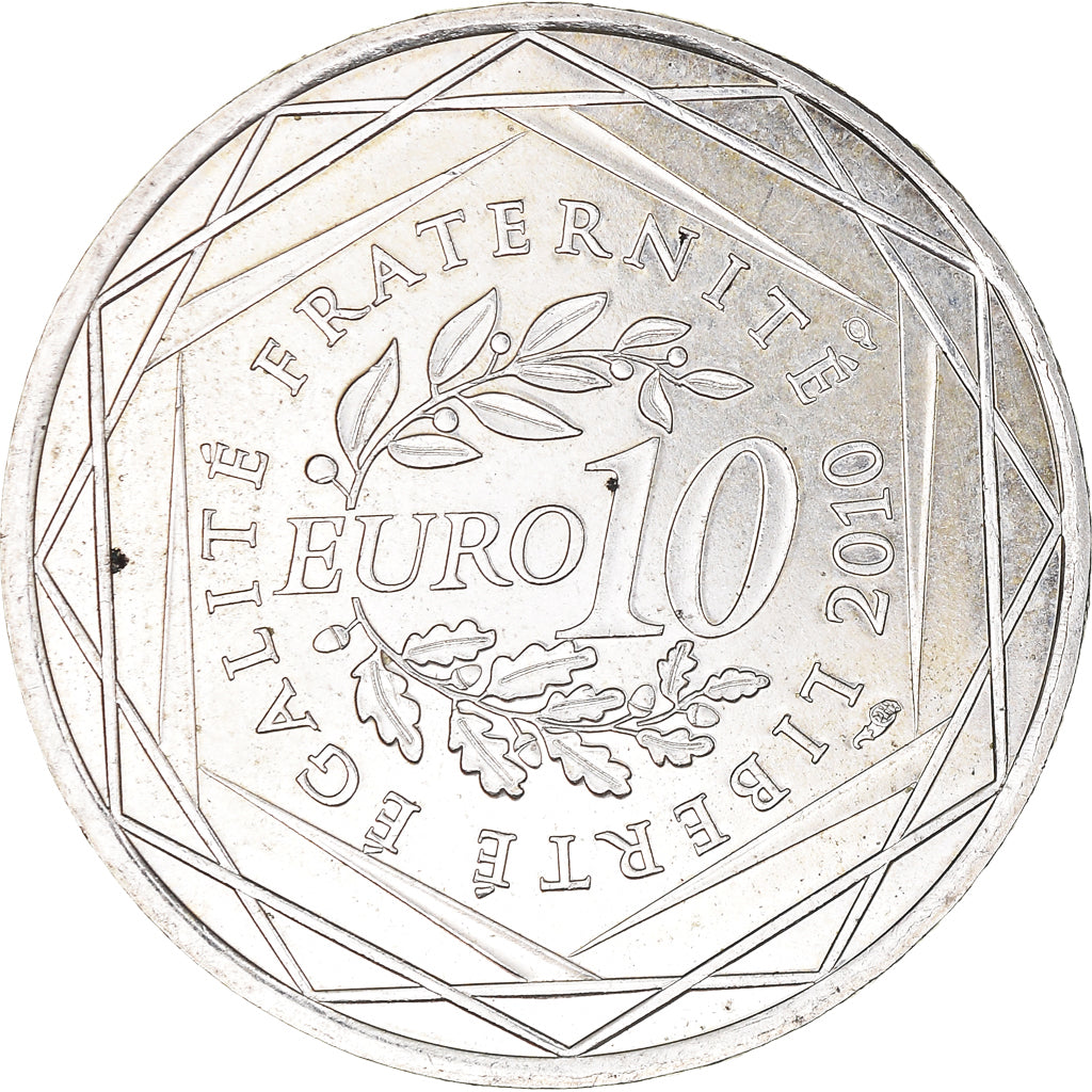 France, 10 Euro, Centre, 2010, Paris, AU(55-58), Silver, Gadoury:EU399, KM:1650