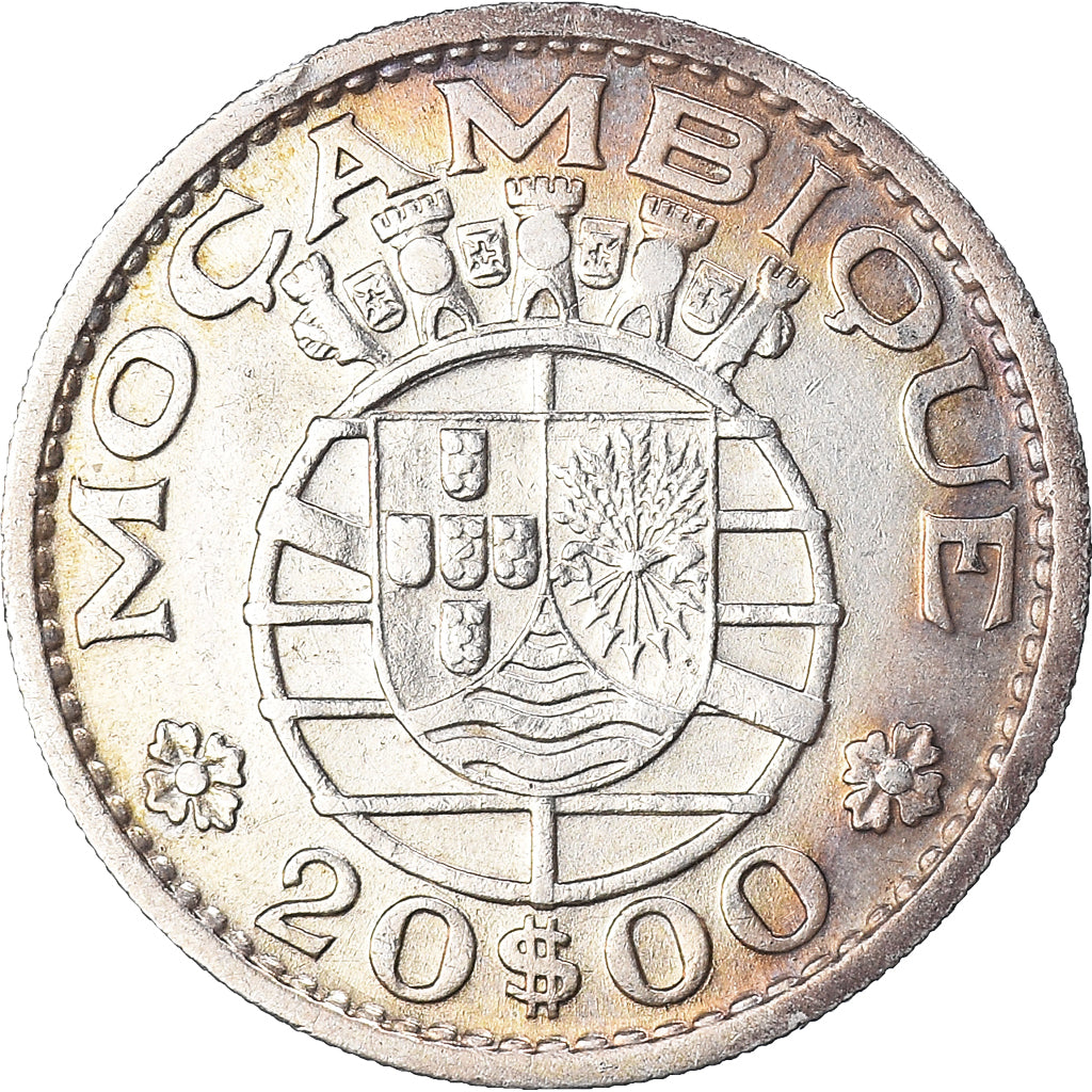 Coin, Mozambique, 20 Escudos, 1955, EF(40-45), Silver, KM:80