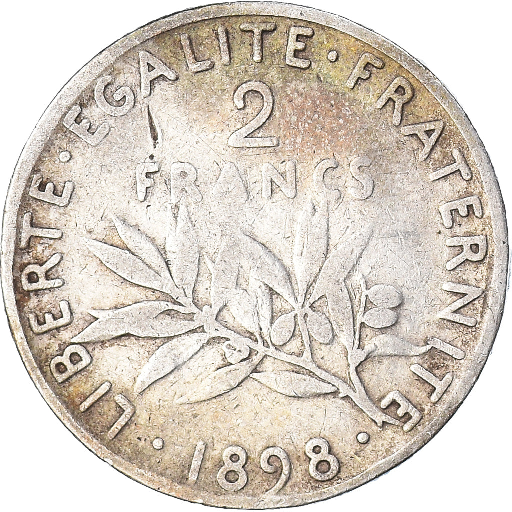 Moneta, Francia, Semeuse, 2 Francs, 1898, Paris, MB, Argento, KM:845.1