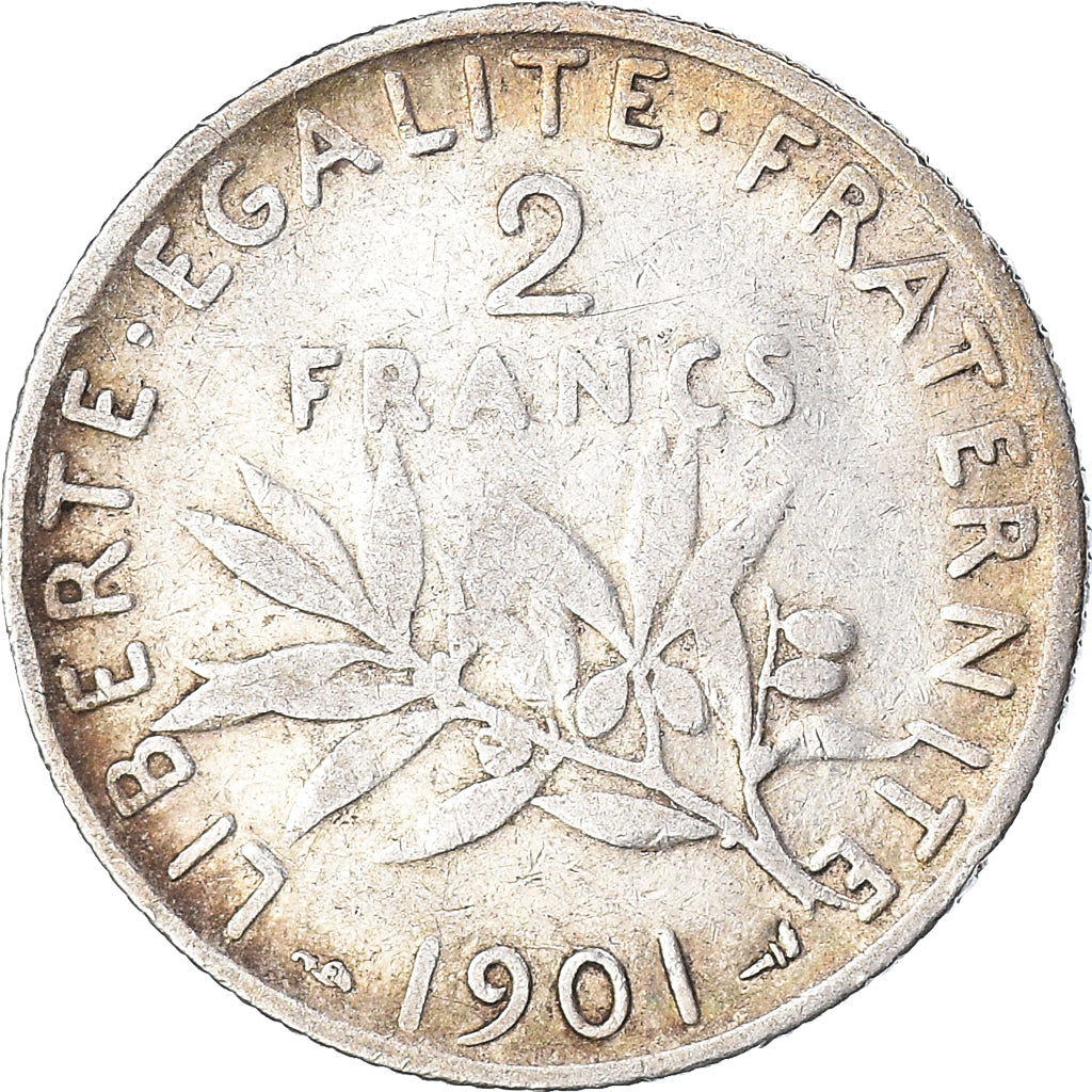 Munten, Frankrijk, Semeuse, 2 Francs, 1901, Paris, FR, Zilver, KM:845.1