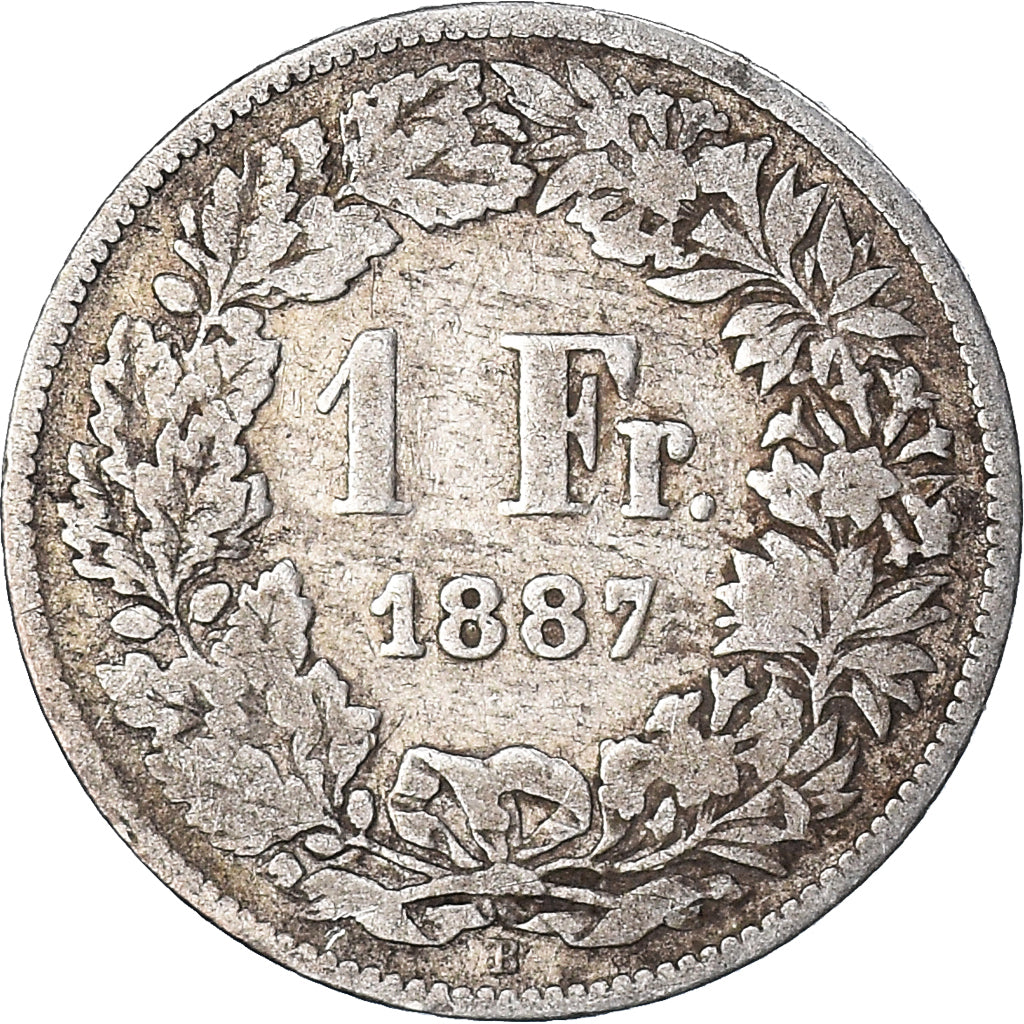 Munten, Zwitserland, Franc, 1887, Bern, ZG+, Zilver, KM:24