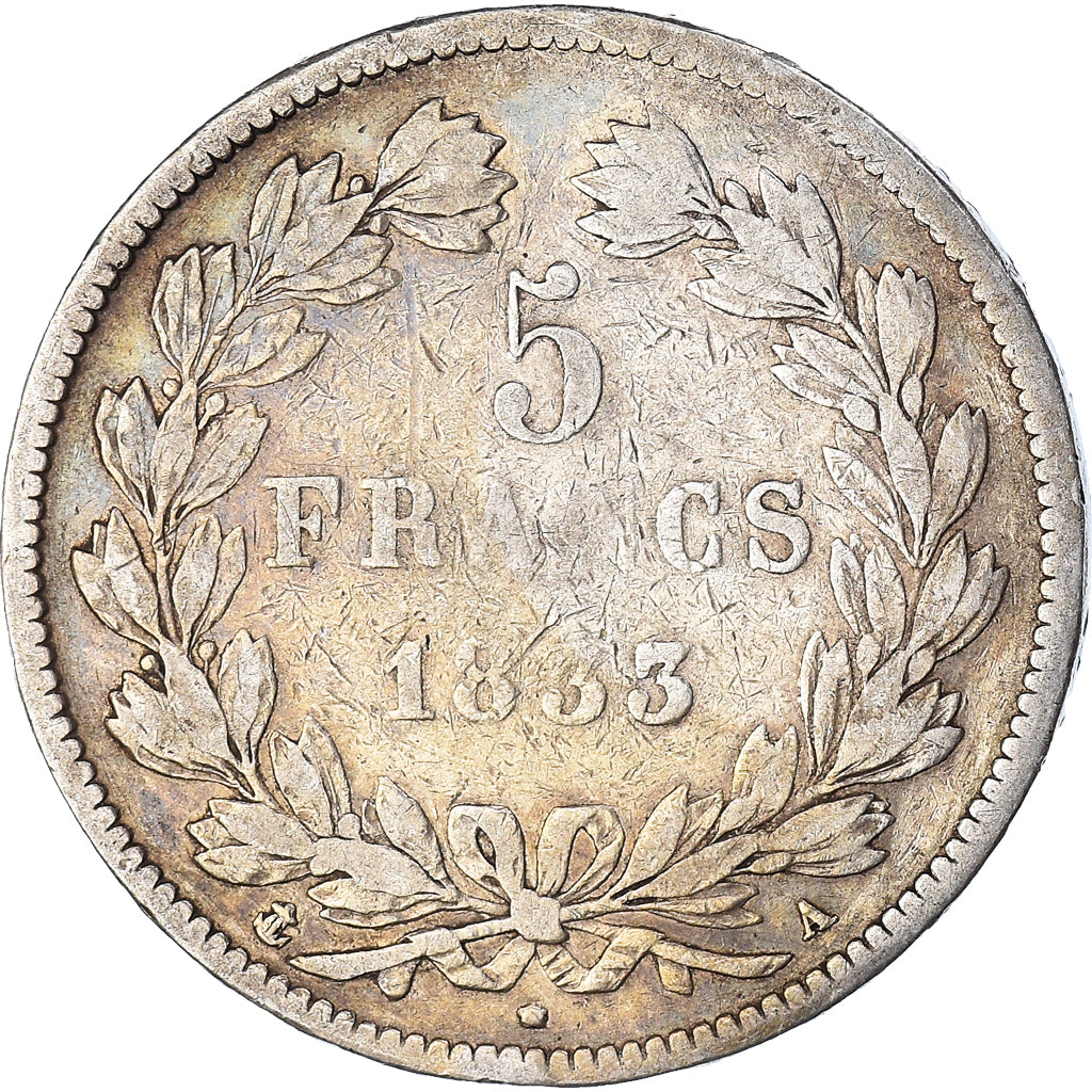 Monnaie, France, Louis-Philippe, 5 Francs, 1833, Paris, TB, Argent, Gadoury:678