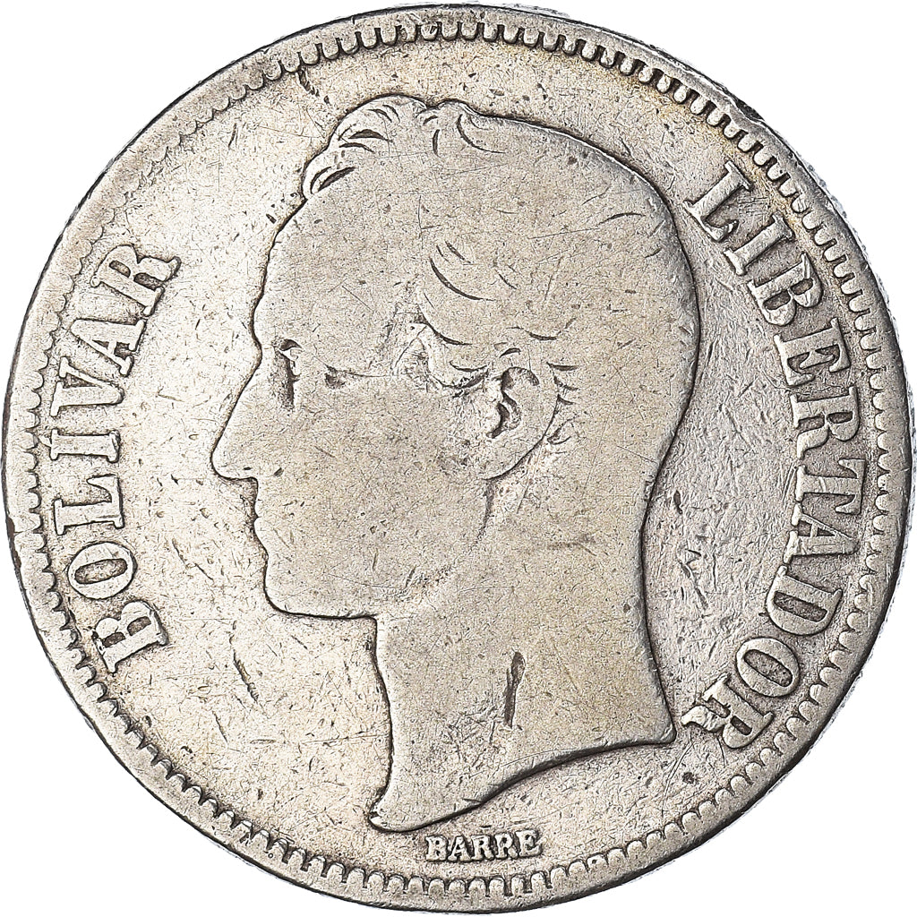 Monnaie, Venezuela, Gram 25, 5 Bolivares, 1888, B+, Argent, KM:24.1