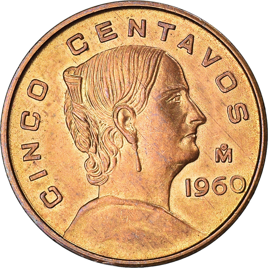 Moneta, Messico, 5 Centavos, 1960, Mexico City, SPL-, Ottone, KM:426