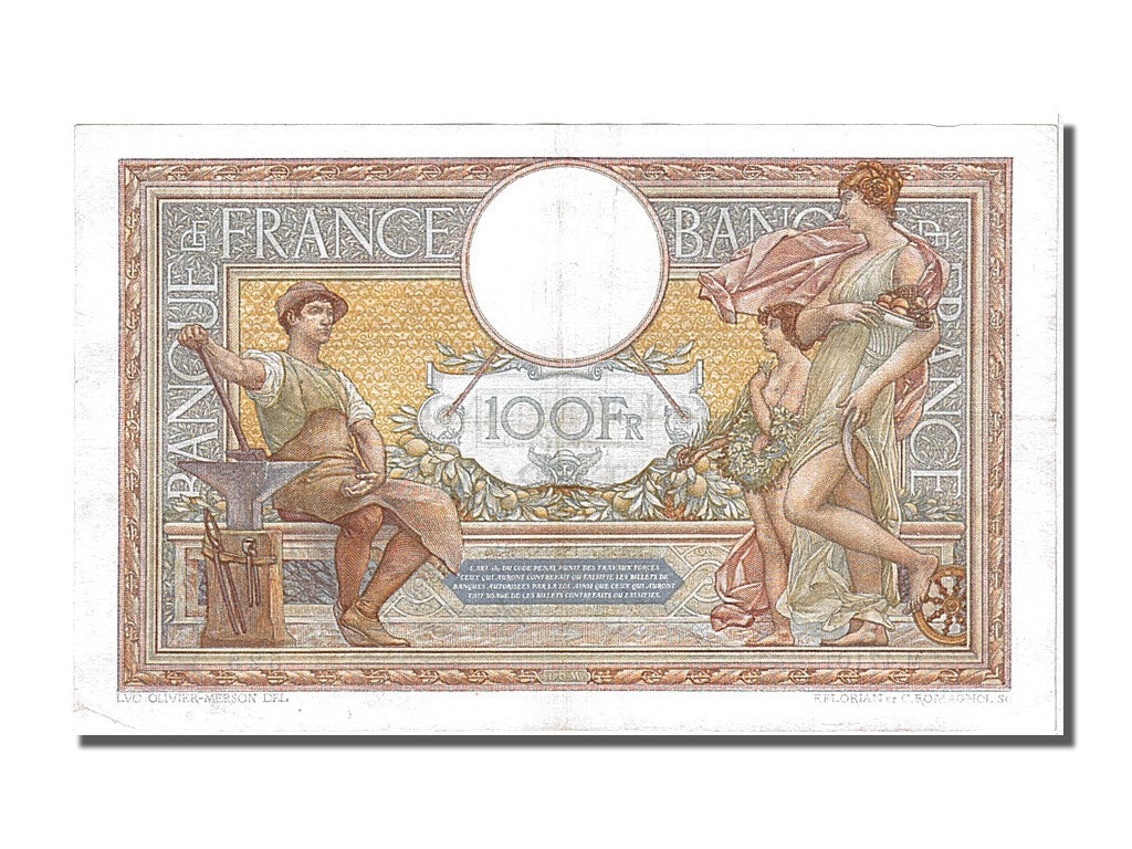 Banknote, France, 100 Francs, 100 F 1908-1939 ''Luc Olivier Merson'', 1935