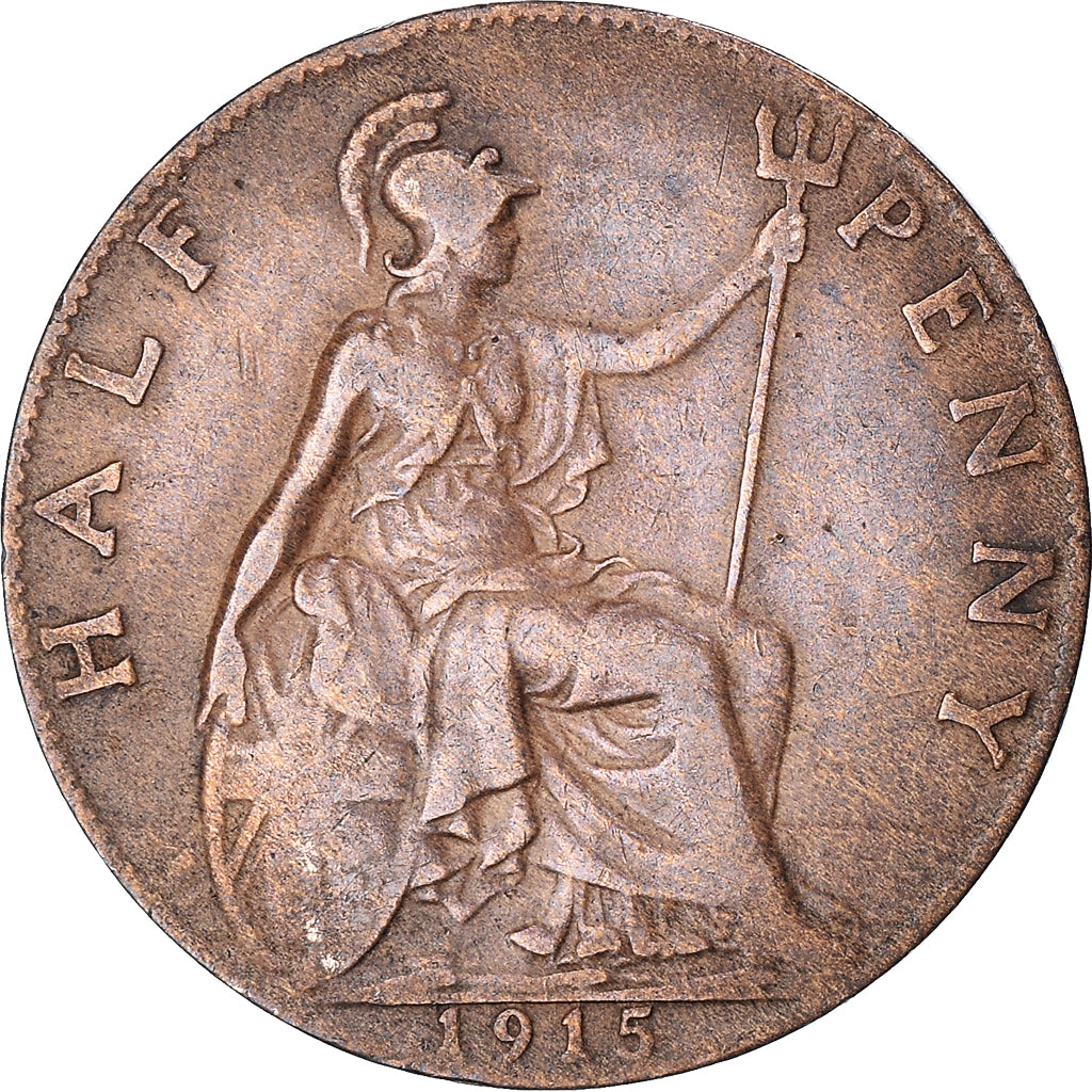 Coin, Great Britain, George V, 1/2 Penny, 1915, VF(20-25), Bronze, KM:809