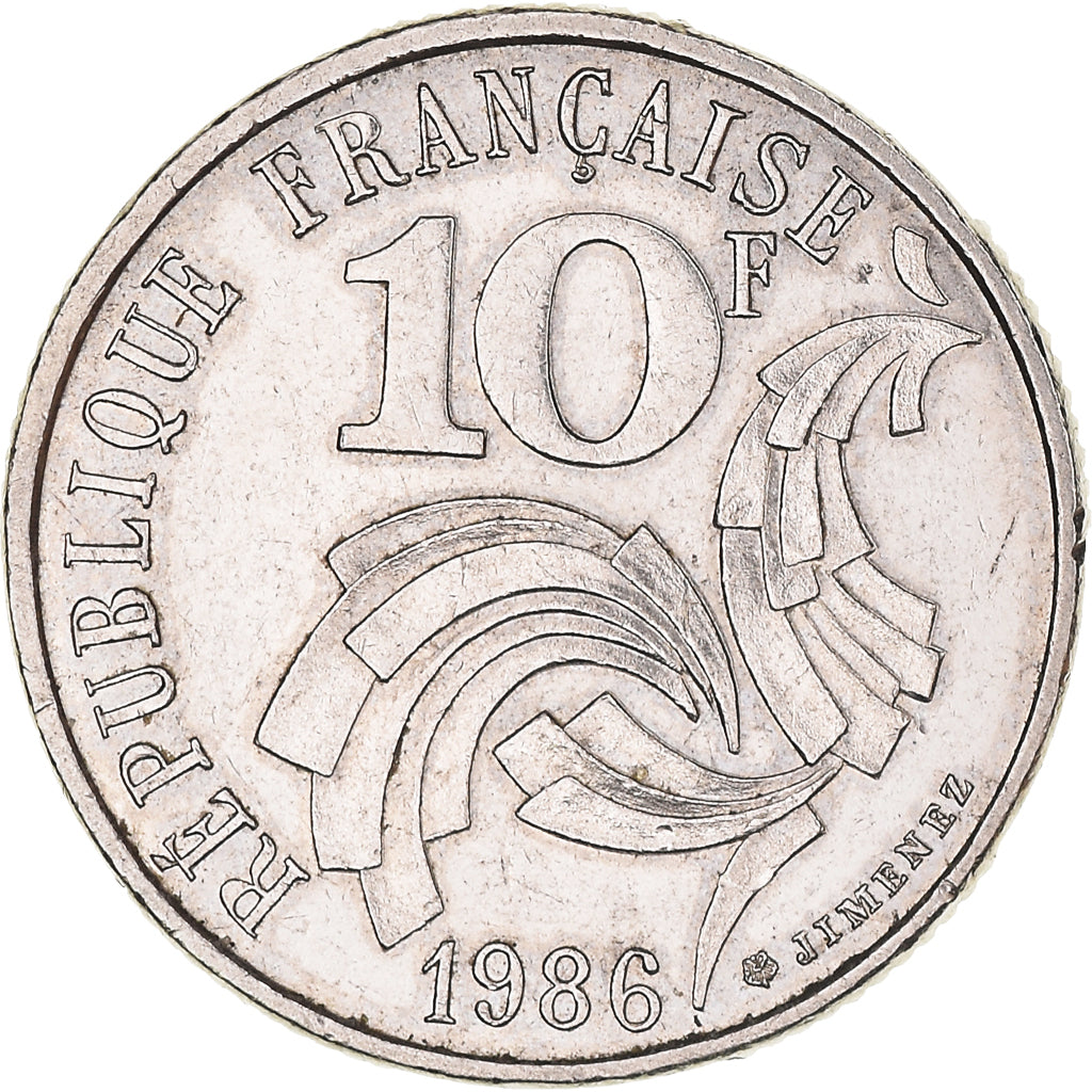 Münze, Frankreich, Jimenez, 10 Francs, 1986, VZ, Nickel, KM:959, Gadoury:824