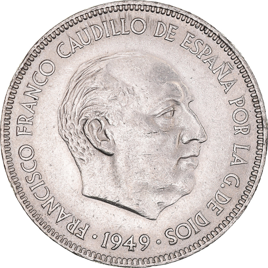 Moneda, España, Caudillo and regent, 5 Pesetas, 1950, MBC+, Níquel, KM:778