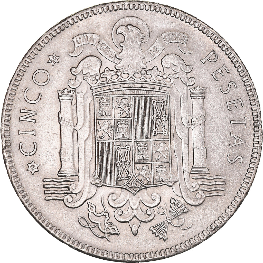 Moneda, España, Caudillo and regent, 5 Pesetas, 1950, MBC+, Níquel, KM:778
