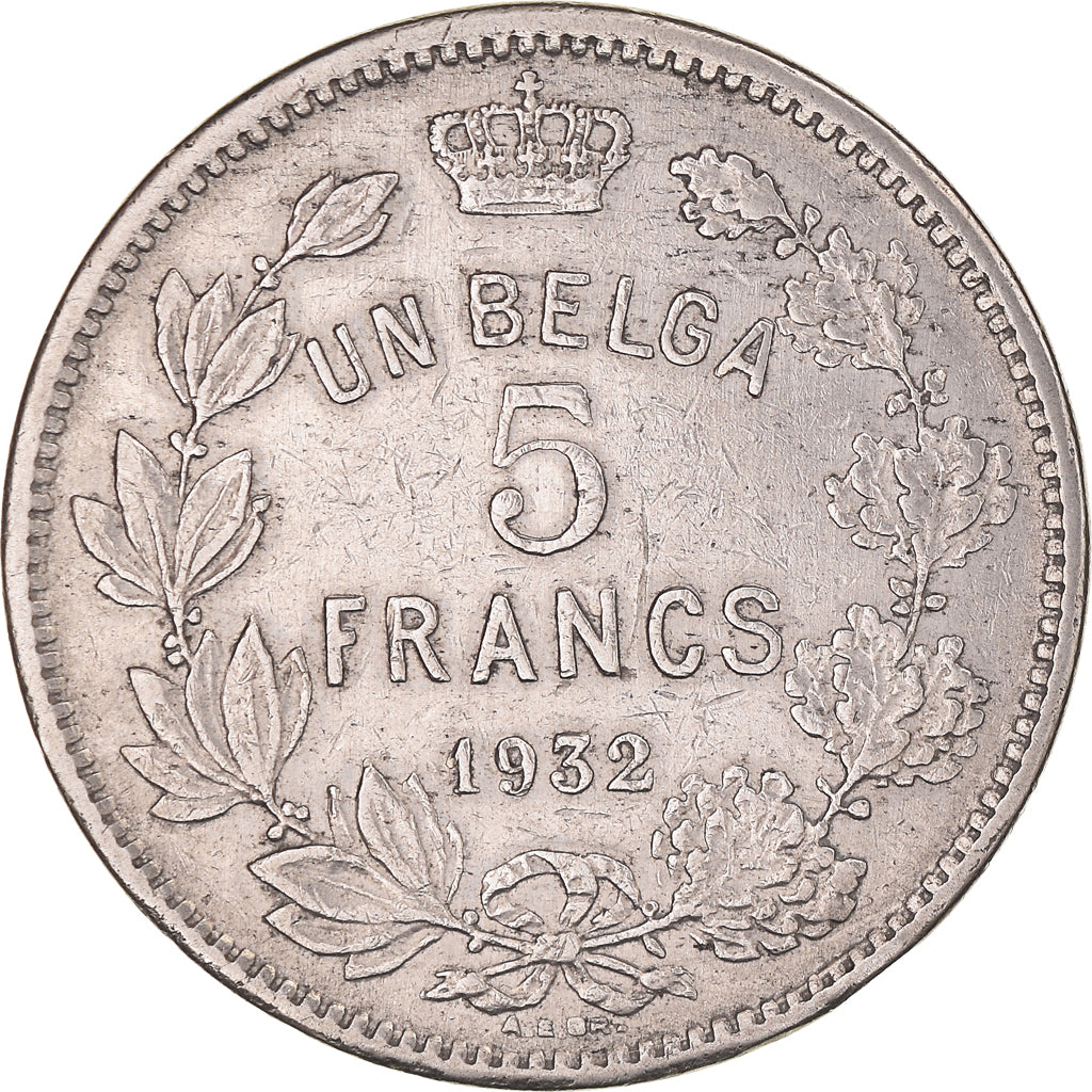 Coin, Belgium, Albert I, 5 Francs, 5 Frank, 1932, Position A, EF(40-45), Nickel
