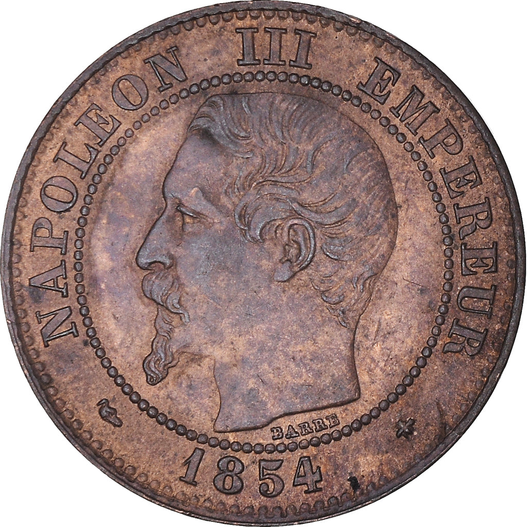 Coin, France, Napoleon III, 2 Centimes, 1854, Strasbourg, EF(40-45), Bronze