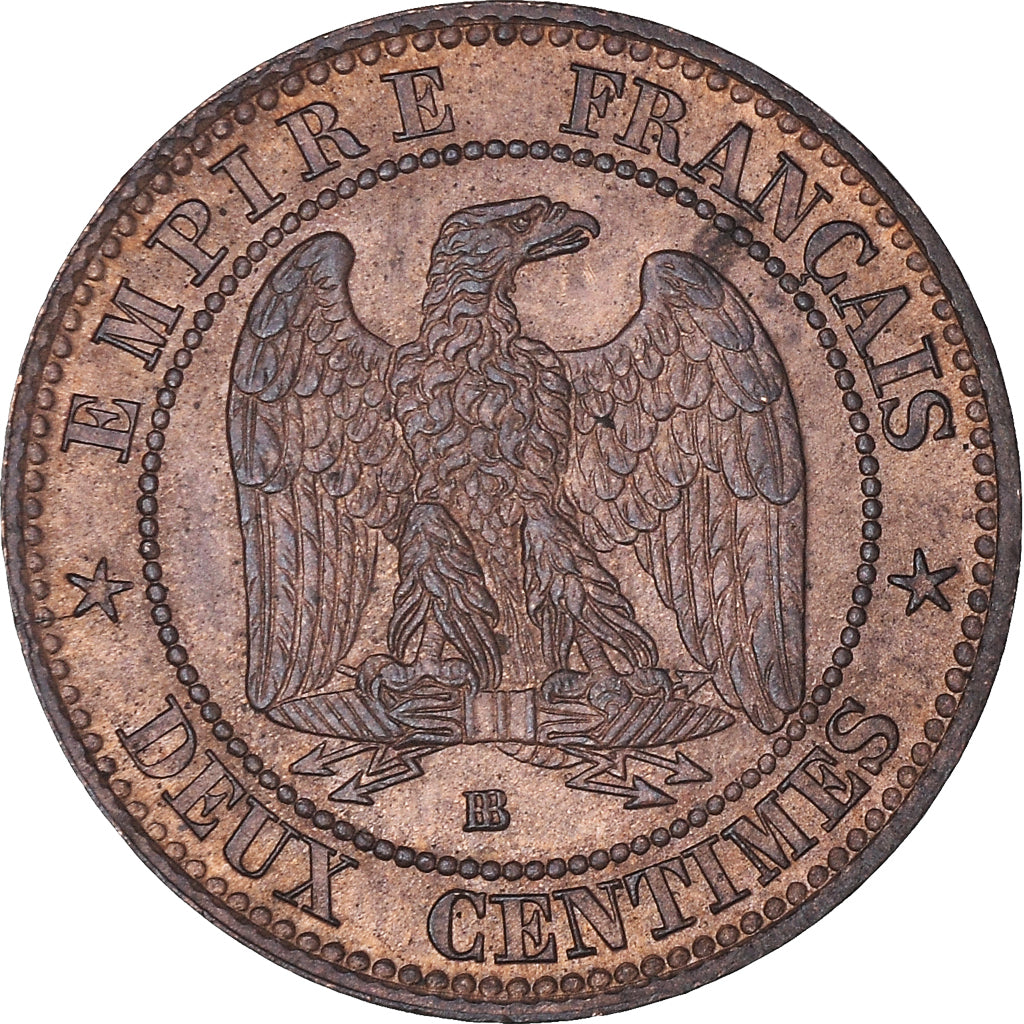 Coin, France, Napoleon III, 2 Centimes, 1854, Strasbourg, EF(40-45), Bronze