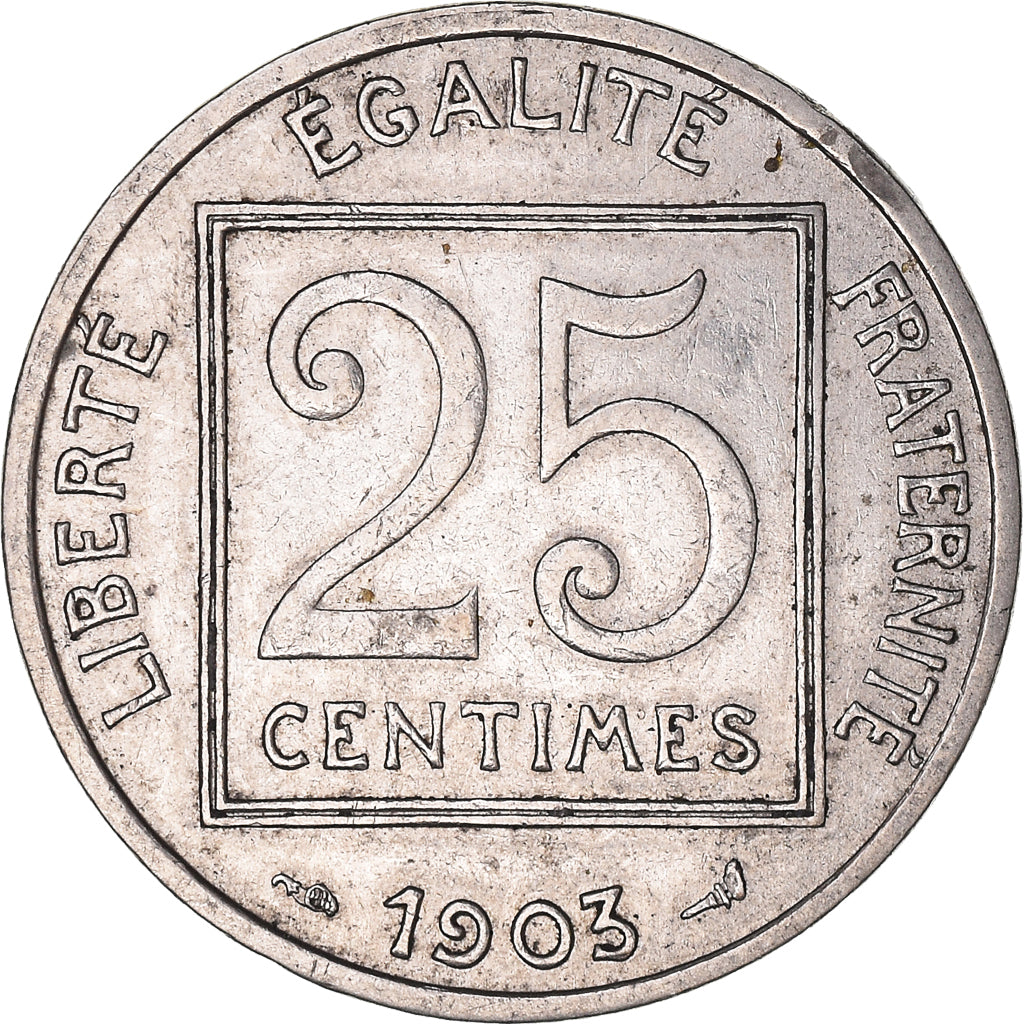 Moneda, Francia, Patey, 25 Centimes, 1903, Paris, MBC, Níquel, KM:855