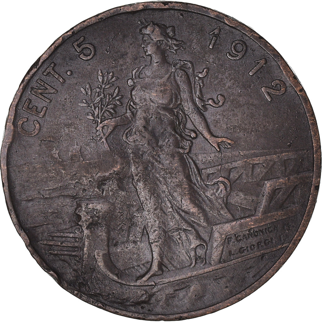 Münze, Italien, Vittorio Emanuele III, 5 Centesimi, 1912, Rome, S+, Bronze