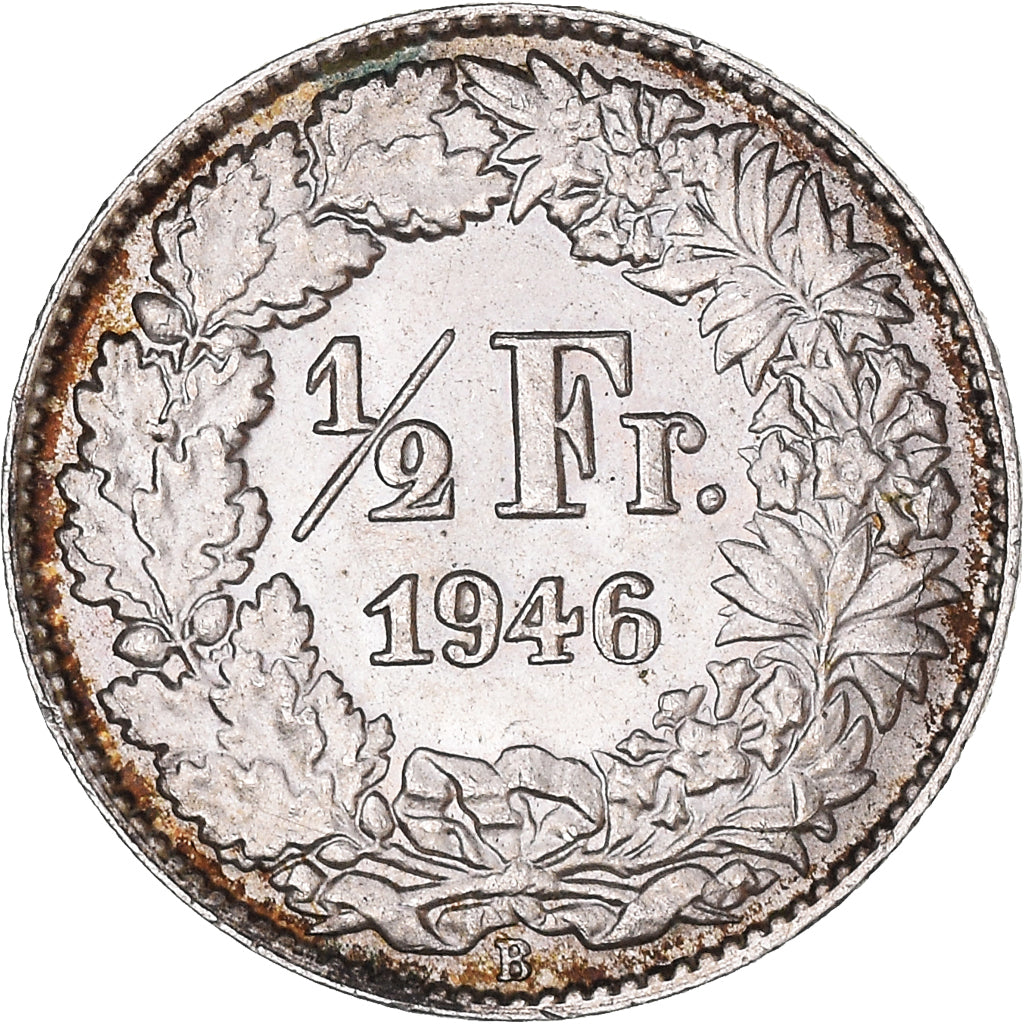 Coin, Switzerland, 1/2 Franc, 1946, Bern, AU(55-58), Silver, KM:23