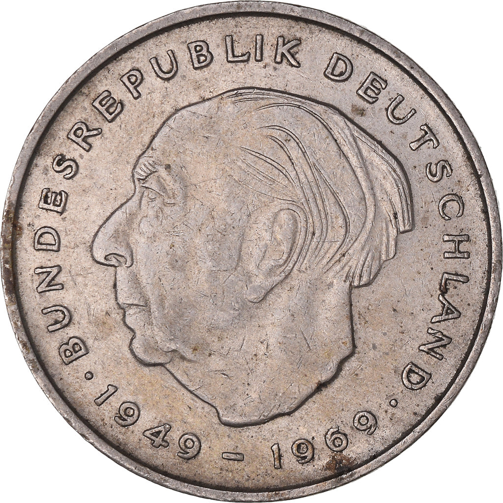 Coin, GERMANY - FEDERAL REPUBLIC, 2 Mark, 1970, Karlsruhe, EF(40-45)