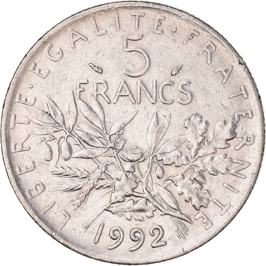 Moneta, Francia, Semeuse, 5 Francs, 1992, Paris, BB, Nichel placcato
