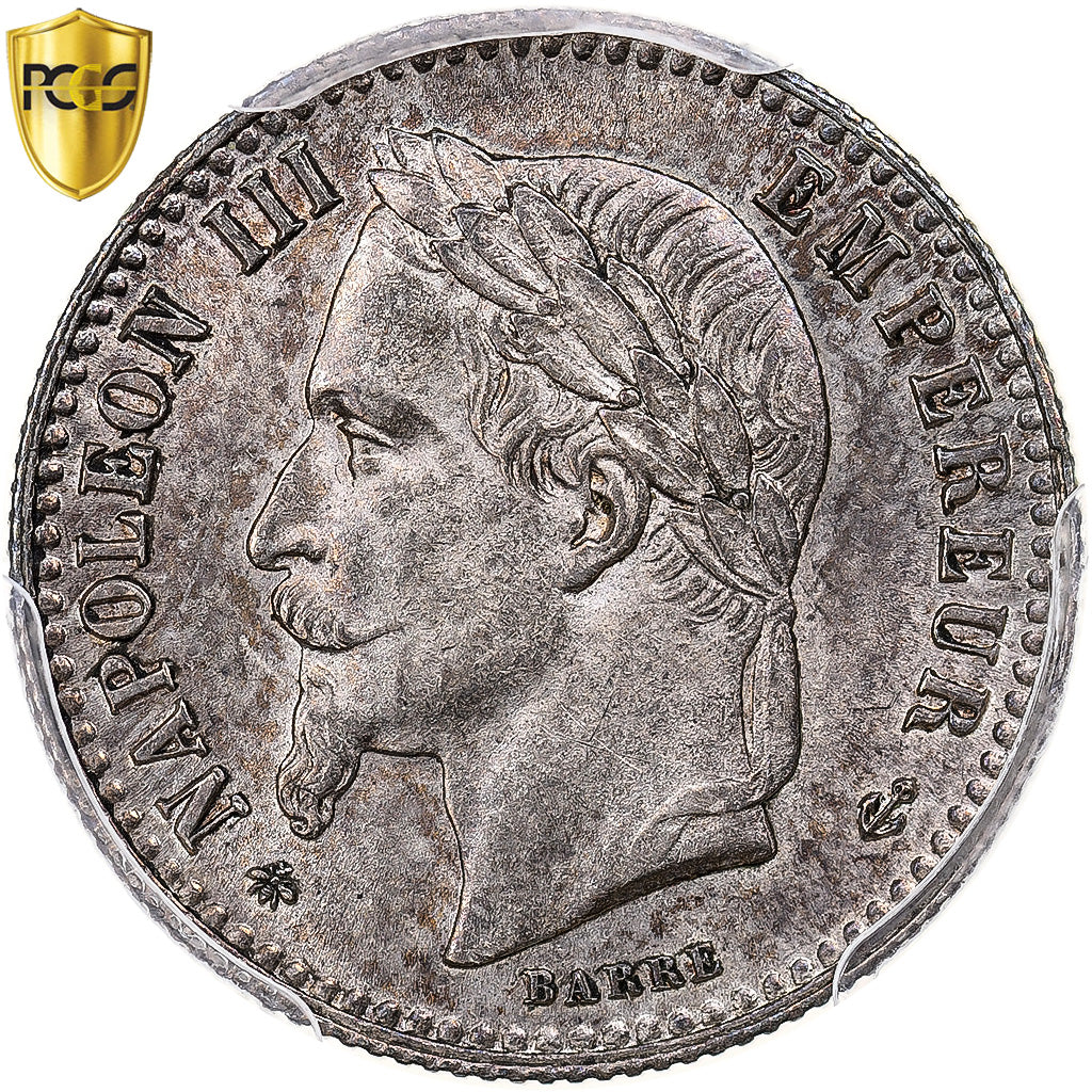 France, Napoleon III, 50 Centimes, 1864, Paris, Silver, PCGS, MS64, Gadoury:417