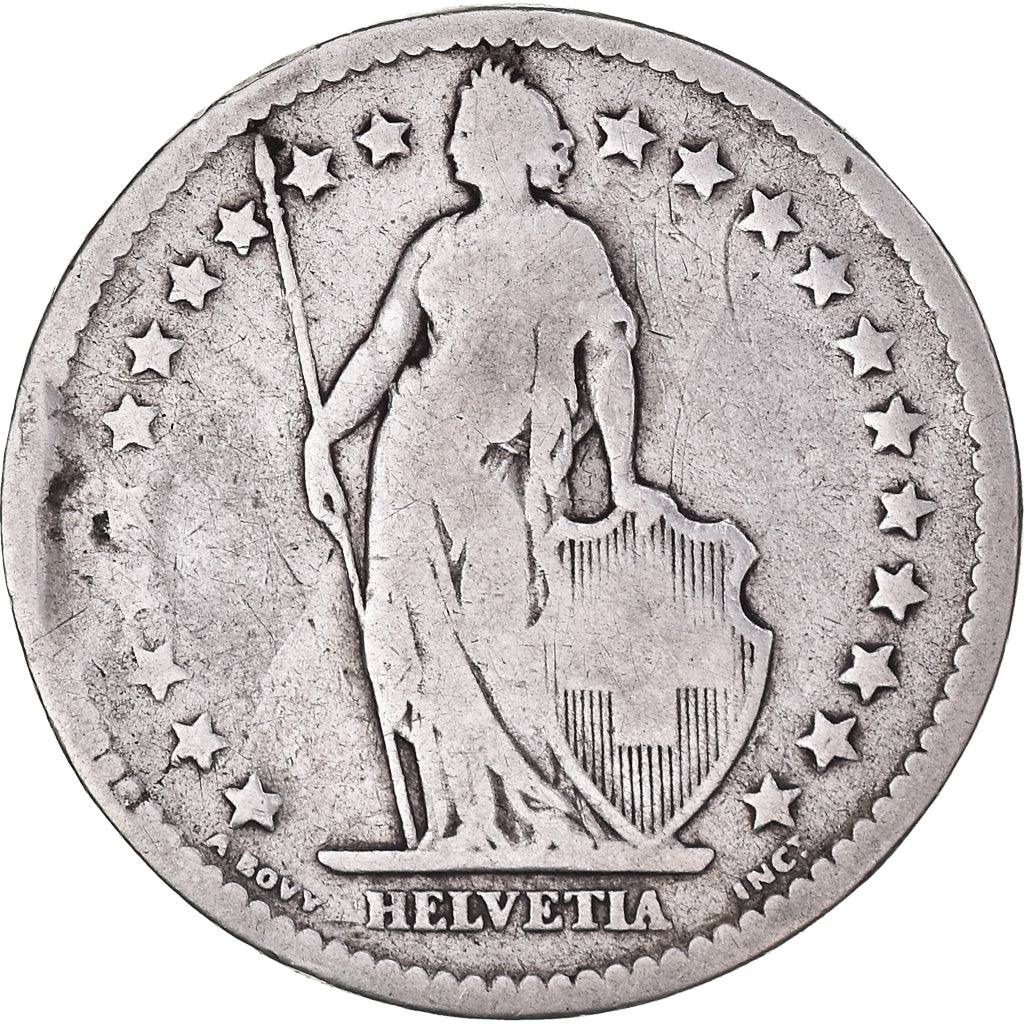 Coin, Switzerland, 2 Francs, 1878, Bern, VF(20-25), Silver, KM:21