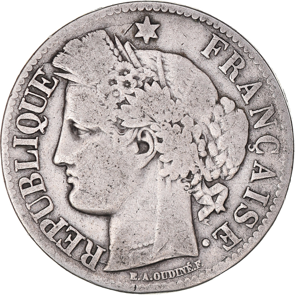 Monnaie, France, Cérès, 2 Francs, 1871, Bordeaux, TB, Argent, Gadoury:530