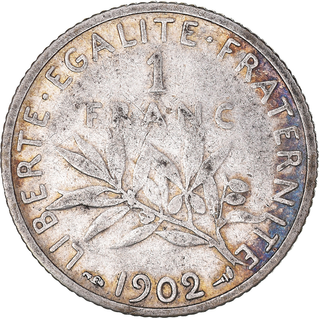 Coin, France, Semeuse, Franc, 1902, Paris, VF(20-25), Silver, KM:844.1